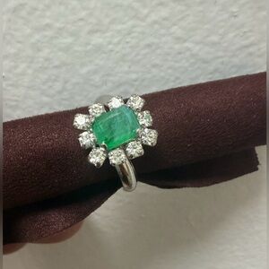 Dior Silver and Green Gemstone Ring